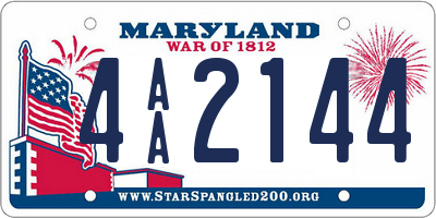 MD license plate 4AA2144