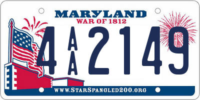 MD license plate 4AA2149