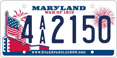 MD license plate 4AA2150