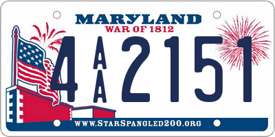 MD license plate 4AA2151