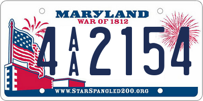 MD license plate 4AA2154