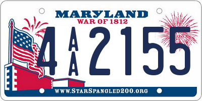 MD license plate 4AA2155