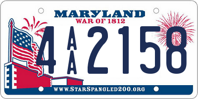 MD license plate 4AA2158