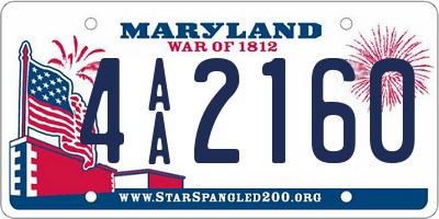 MD license plate 4AA2160