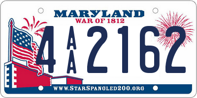 MD license plate 4AA2162