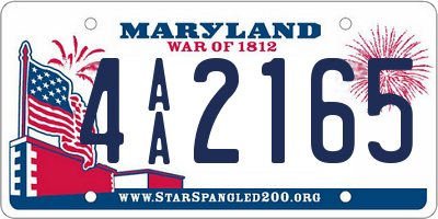 MD license plate 4AA2165