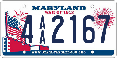 MD license plate 4AA2167