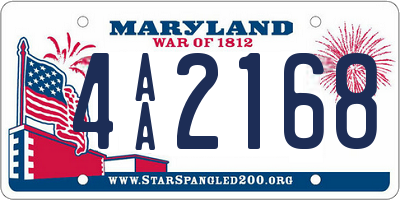 MD license plate 4AA2168