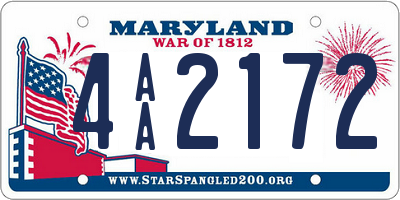 MD license plate 4AA2172