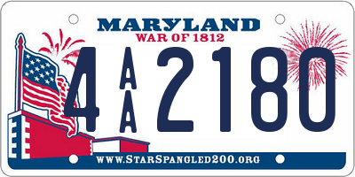 MD license plate 4AA2180