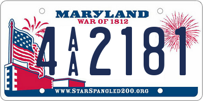 MD license plate 4AA2181