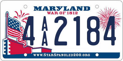 MD license plate 4AA2184