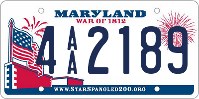 MD license plate 4AA2189