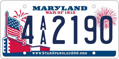 MD license plate 4AA2190