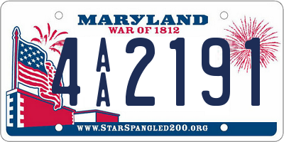 MD license plate 4AA2191