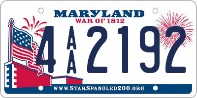 MD license plate 4AA2192