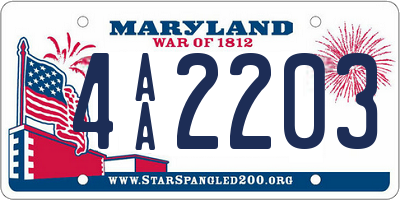 MD license plate 4AA2203