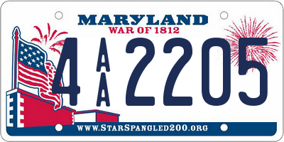 MD license plate 4AA2205