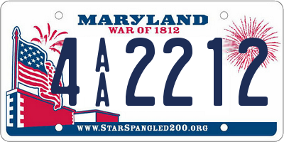 MD license plate 4AA2212