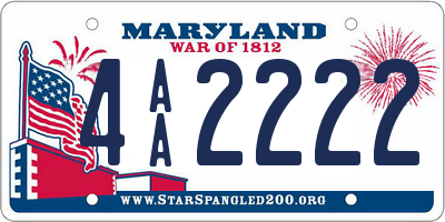 MD license plate 4AA2222