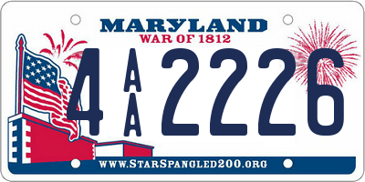 MD license plate 4AA2226