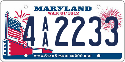 MD license plate 4AA2233