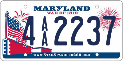 MD license plate 4AA2237