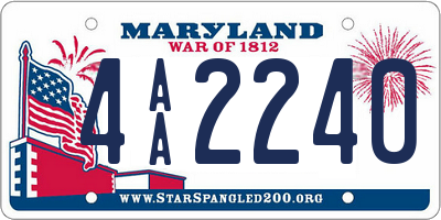 MD license plate 4AA2240