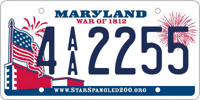 MD license plate 4AA2255