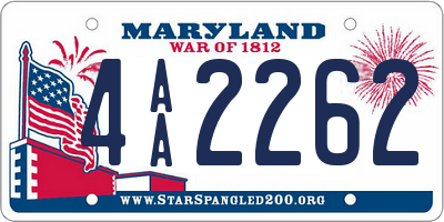 MD license plate 4AA2262