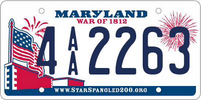 MD license plate 4AA2263