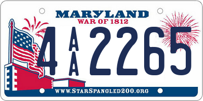 MD license plate 4AA2265