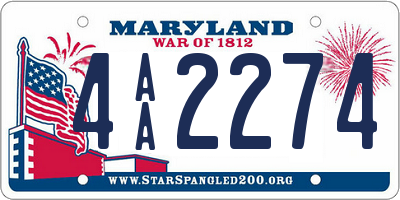 MD license plate 4AA2274