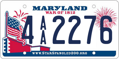 MD license plate 4AA2276