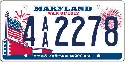 MD license plate 4AA2278