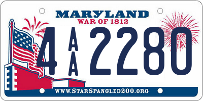 MD license plate 4AA2280