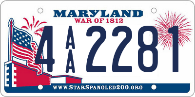 MD license plate 4AA2281