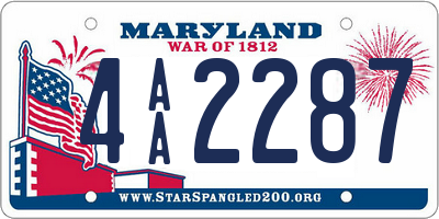 MD license plate 4AA2287