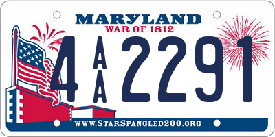 MD license plate 4AA2291