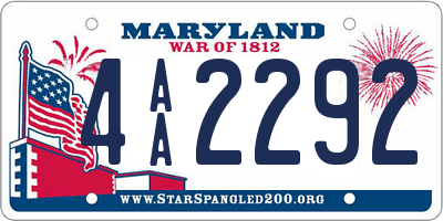 MD license plate 4AA2292