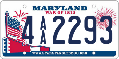 MD license plate 4AA2293