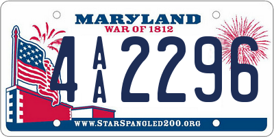 MD license plate 4AA2296