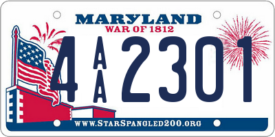 MD license plate 4AA2301