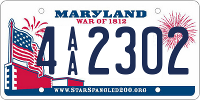 MD license plate 4AA2302