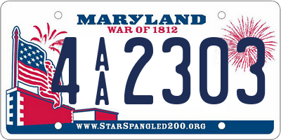 MD license plate 4AA2303