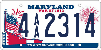 MD license plate 4AA2314