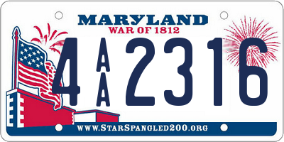 MD license plate 4AA2316