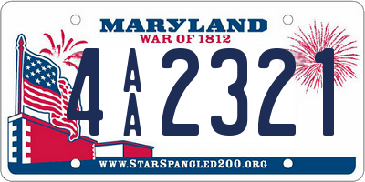 MD license plate 4AA2321