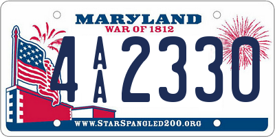 MD license plate 4AA2330