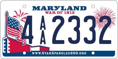 MD license plate 4AA2332